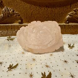 Carved Rose Quartz w/Golden Healer Rose