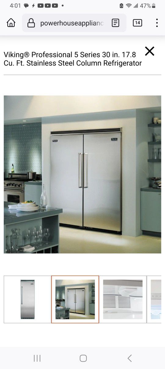 VIKING SERIES 5 PROFESSIONAL 30" STAINLESS STEEL UPRIGHT REFRIG (new) - $5,000