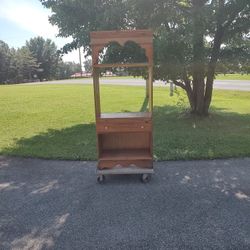 Wooden Entertainment Center With Three Shelves 