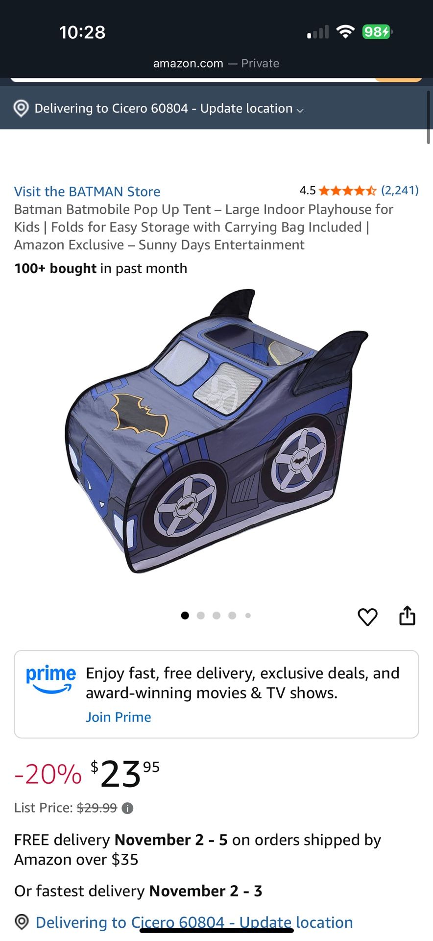 DC Comics Batmobile 3D Tent - New in Package!