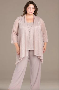 R&M Richards Women's Luxe Harmony Duster Set Size 16W Blush color