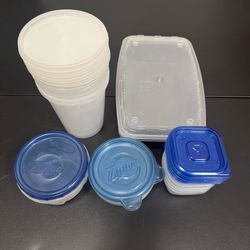 Lot Ziploc clear plastic containers
