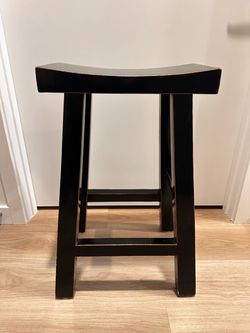 Pair of Black Saddle Seat Bar Stools