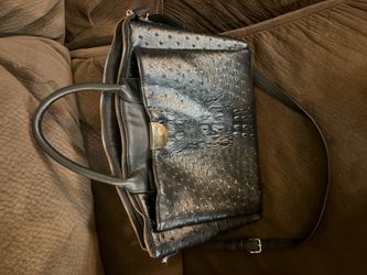 Black Ostrich & Croc Embossed Handbag 💰 $25 OBO — NEED GONE ASAP, MAKE AN OFFER!
