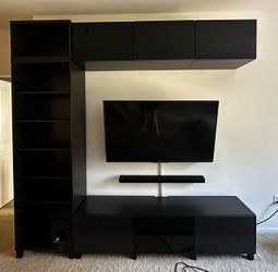 IKEA entertainment center with bookshelf