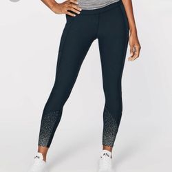 Sz 2 Lululemon Reflective Speed Up Dot Leggings Black Tights