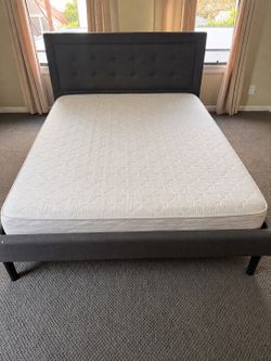 Modern Queen Upholstered Bed Frame with Mattress