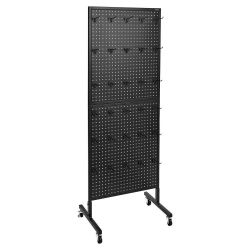 981# 60 x 160 cm standing display with rotating wheels and 30 hooks, thick cold rolled steel panel for supermarkets, retail stores and jewelry stores,