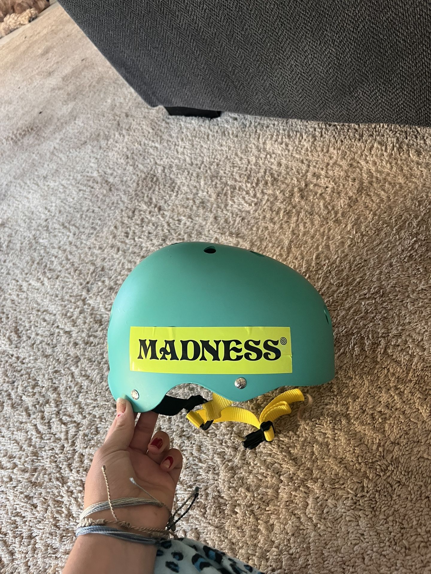 Triple Eight Medium Sized Teal And Yellow Bike Helmet