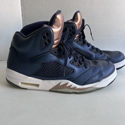 Nike Air Jordan 5 Retro Obsidian White Metallic Bronze 2016 136027-416 Mens Size 12