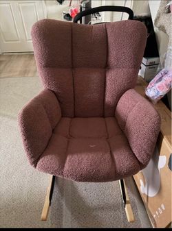 Mauve Teddy Fabric Rocking Chair