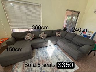 6-Seat Sectional Sofa – Gray