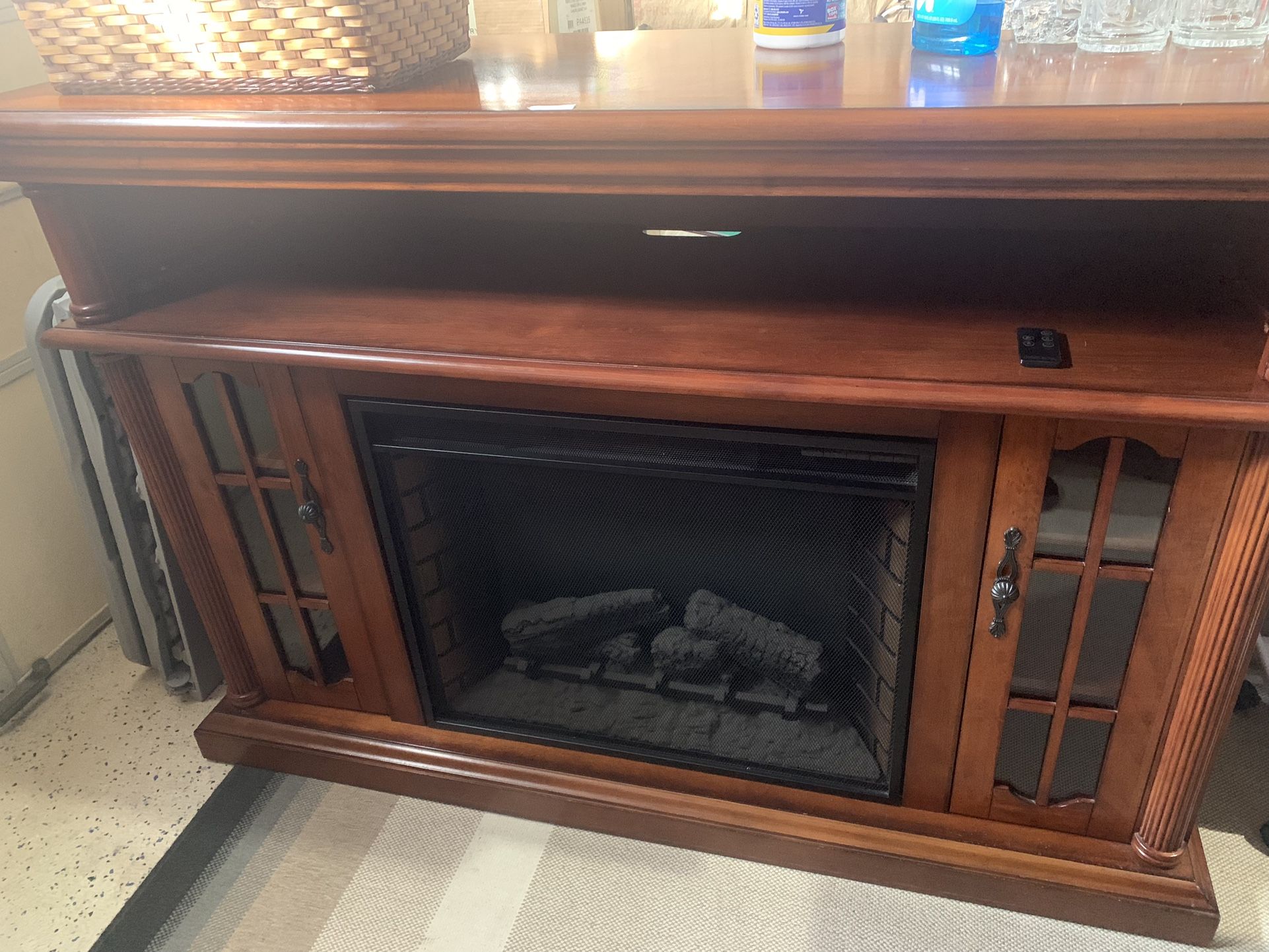 Electric Fireplace Solid Wood 