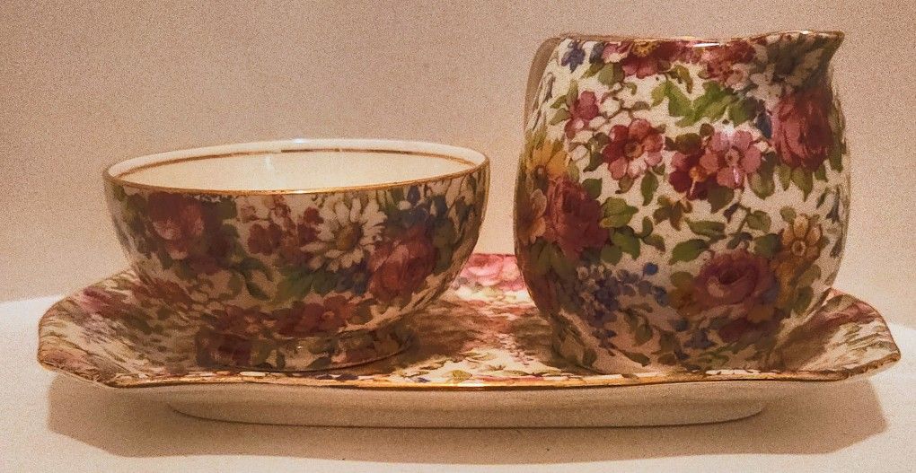 Creamer And Sugar Bowl With Tray