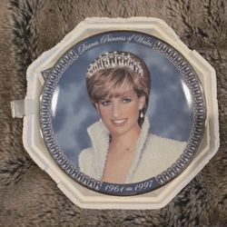 vintage Princess Diana commemorative collector plate produced by companies like the Bradford Exchange or Franklin Mint.
