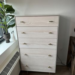 Modernist Wood & Lacquer 5-Drawer Dresser (28")