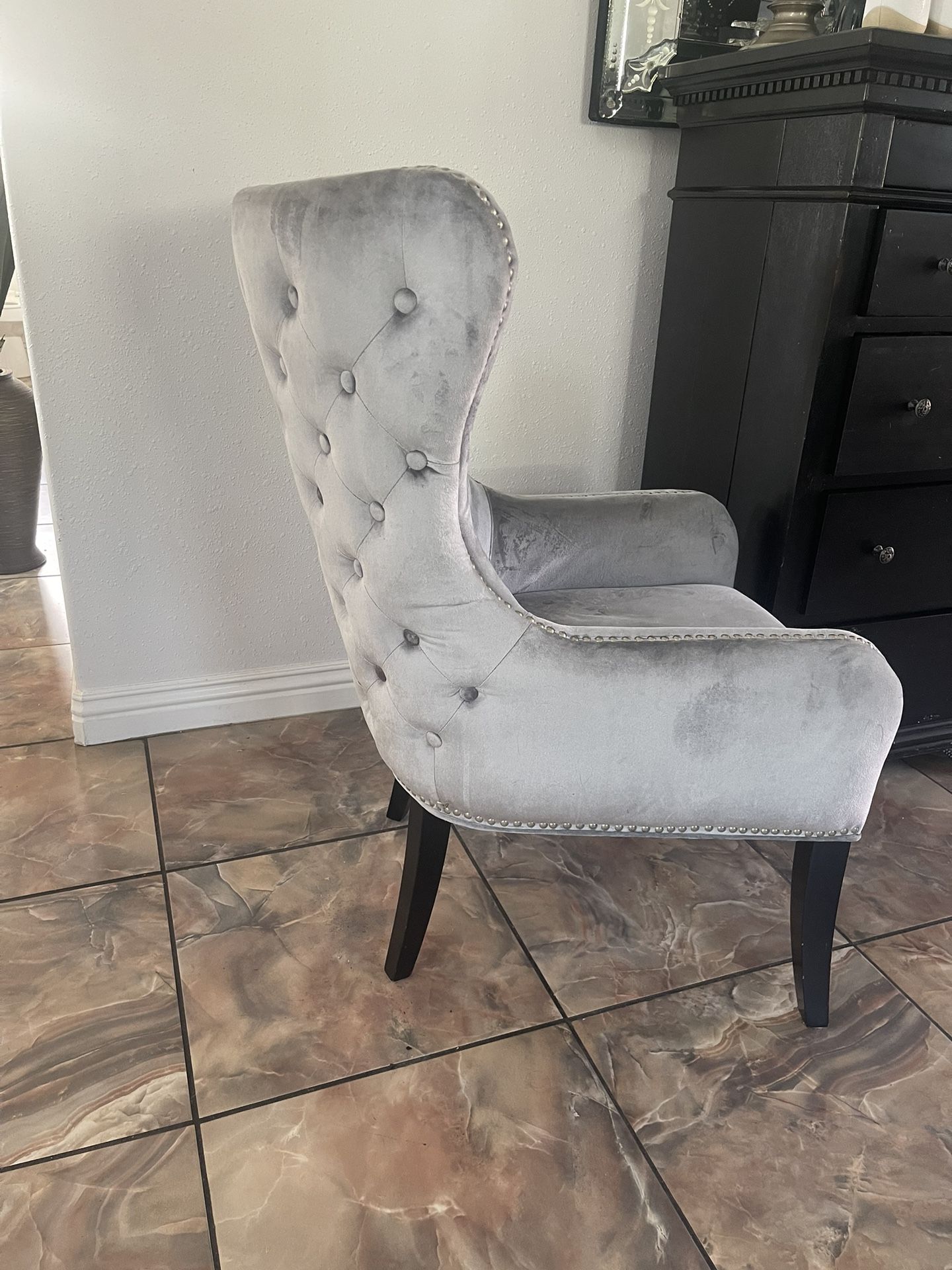Tufted Back Wingback Chairs (2) Gray $140 For Both 
