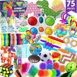 75 pcs Fidget Toys Kids Pack - Pinata Stuffers, Party Favors, Classroom Stress