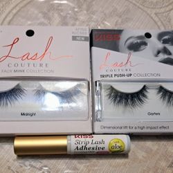 Kiss Lash Couture Faux Mink & Triple Push-Up Lashes with Gold Adhesive