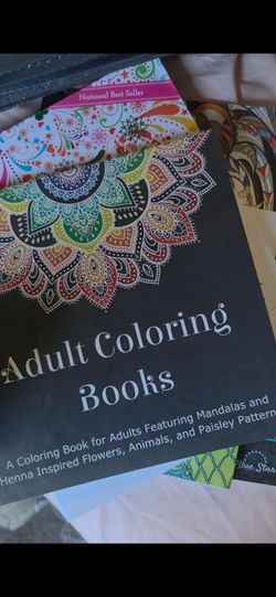 5 adult coloring books & color pencils