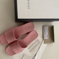Gucci Rubber Pink Slides 