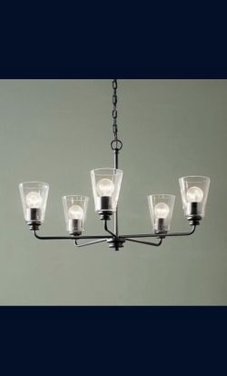 New in Box 5-Light Chandelier with Clear Glass in Black
