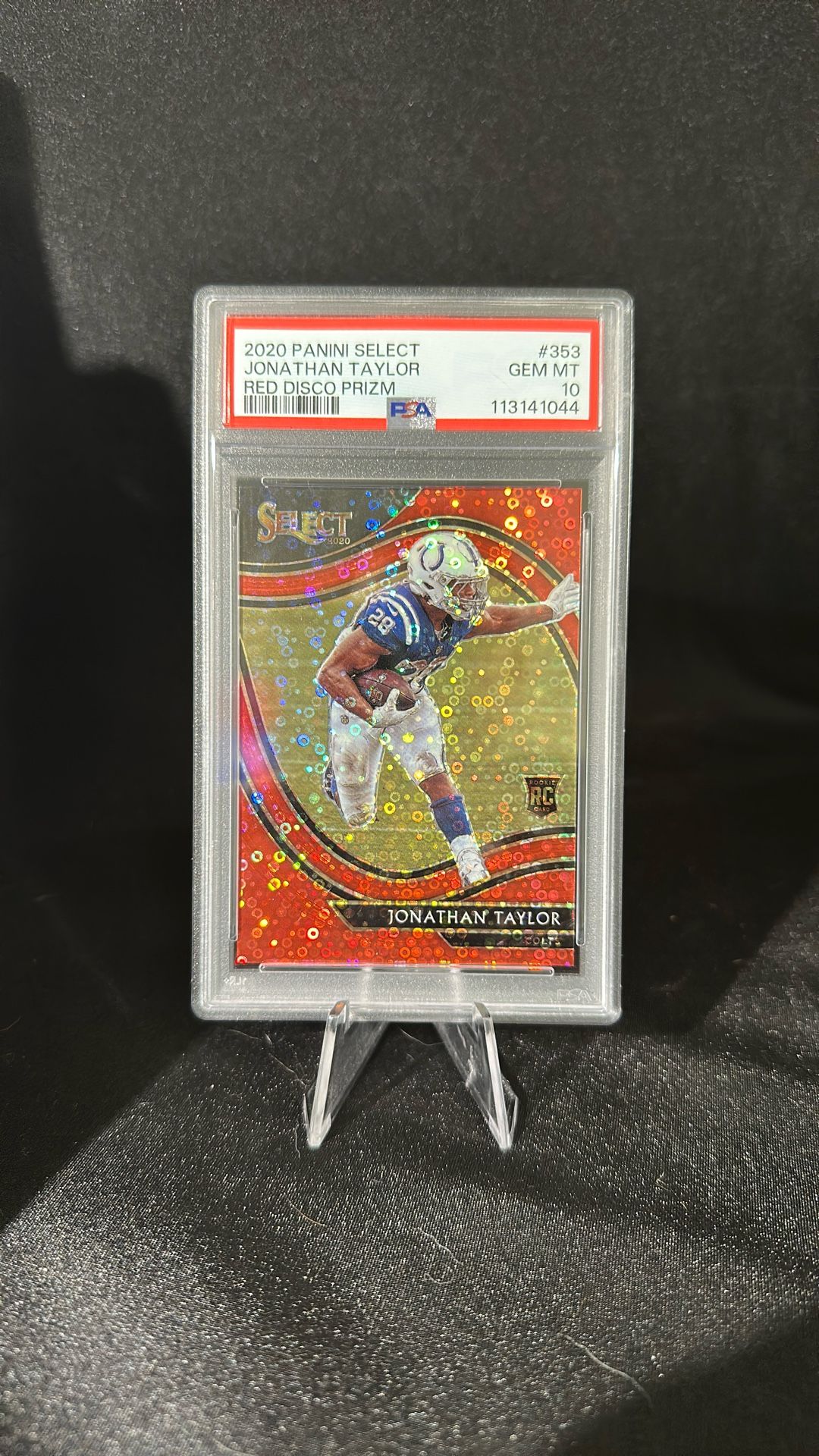 2020 Panini Select Red Disco Prizm Jonathan Taylor RC 20/49 PSA 10