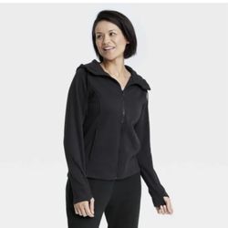 XXL - Womens Fleece Full Zip Hooded Sweatshirt - All in Motion - Black