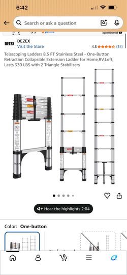 DEZEX 8.5 FT Stainless Steel Telescoping Ladder
