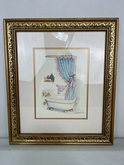 Peggy Abrams Framed Vintage Bathroom Art Print