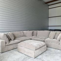 Sereen 6-piece Fabric Modular Sectional, Taupe