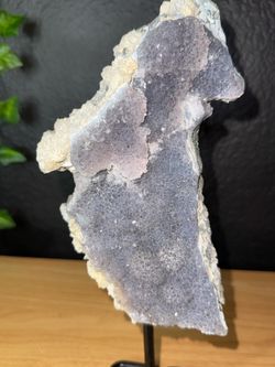Large Purple Druzy Amethyst Crystal Specimen on Stand – 11”