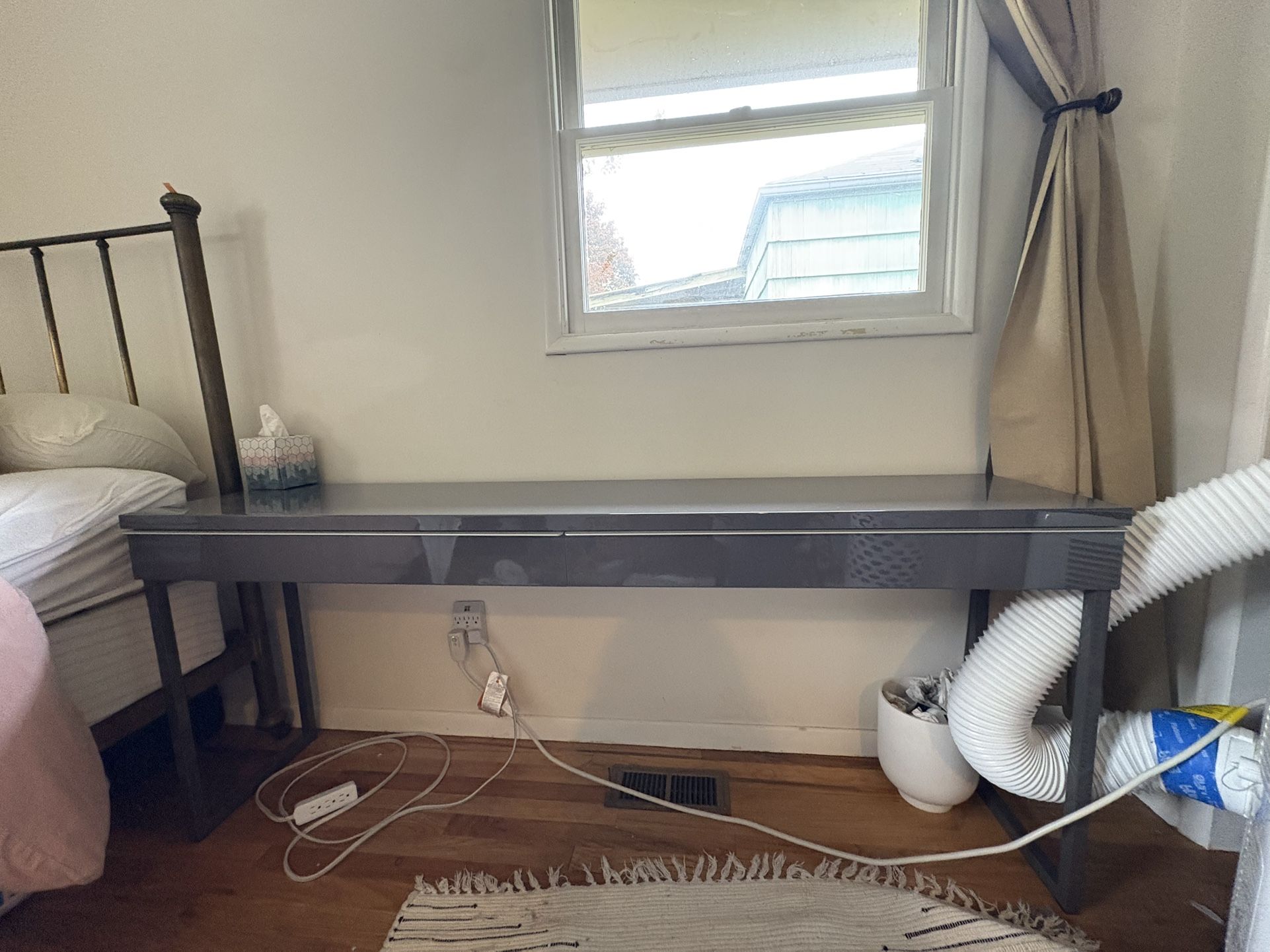 Modern sleek long narrow desk/table (gray)