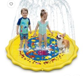 Splash Pad for Toddlers, Outdoor Sprinkler for Kids, 67" Summer Water Toys Inflatable Wading Baby Pool for Girls Boys Pets Dog, Yellow new