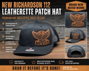 New Richardson 112 Mexico Leather Patch Trucker Hat