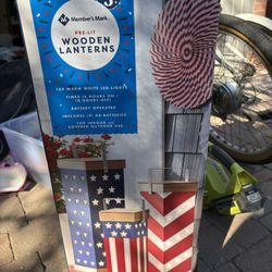 4th Of July Light up Wooden Lantern 