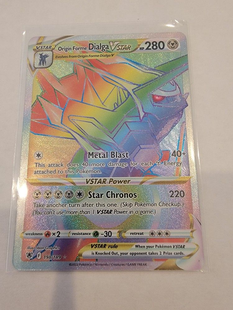 Pokemon TCG Origin Forme Dialga VSTAR Rainbow Rare 198/189 Astral Radiance NM/M