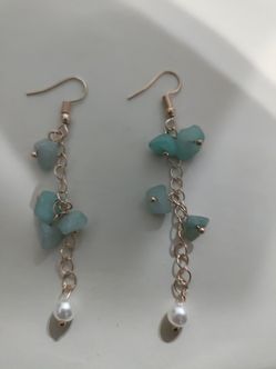 Teal Rock Earrings 