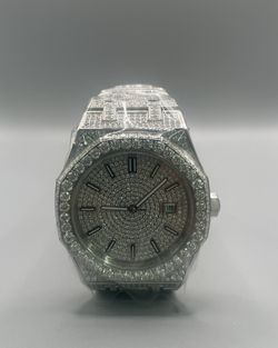 Silver Moissanite Men’s Watch