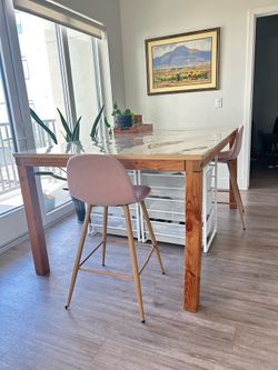 Large Counter Height Wood Table - 4’ x 6’