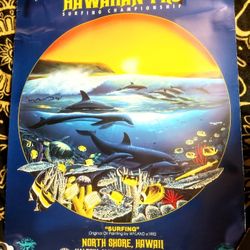 1993  Hawaiian Surfing Championship Poster Signed 