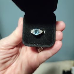 Size 7 Lake Blue Topaz Sterling Silver Ring 