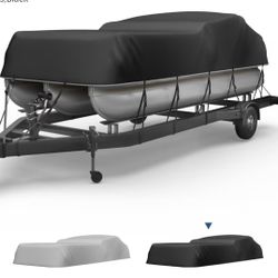 Brand New In The Box - KEMIMOTO Pontoon Boat Cover 25-28ft, Heavy Duty 600D UV Resistant Waterproof Oxford Fabric, Trailerable Pontoon Cover with 17 A
