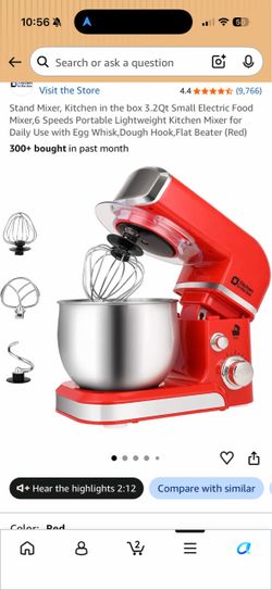 Brand new Stand Mixer, Kitchen in the box 3.2Qt Small Electric Food Mixer,6 Speeds Portable Lightweight Kitchen Mixer for Daily Use with Egg Whisk,Dou
