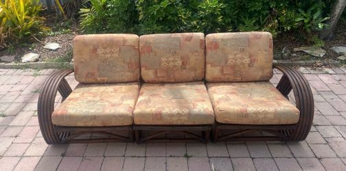MidCentury Pretzel Rattan 3-Piece Sofa