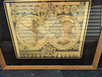 Vintage Gold Foil Map Of The World (1975)/Peter Schenk The Elder Planisphaerium Terrestre 