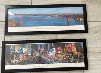 San Francisco & New York Panoramic Framed Prints – Set of 2