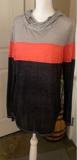 Color Block Cowl Neck Long Sleeve Top