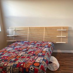 Full Or Queen Wood Backboard With Shelves L