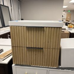 24” Bathroom Vanity In Wood Color Floating Vanity 